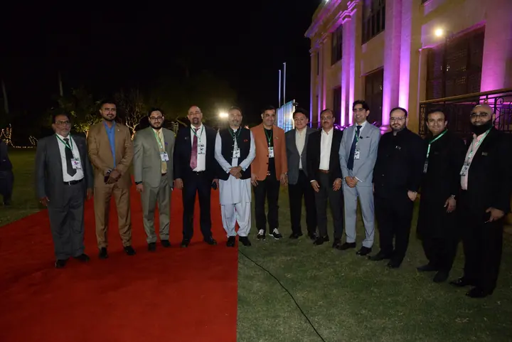PAC members gathered outside Governor House Sindh.
